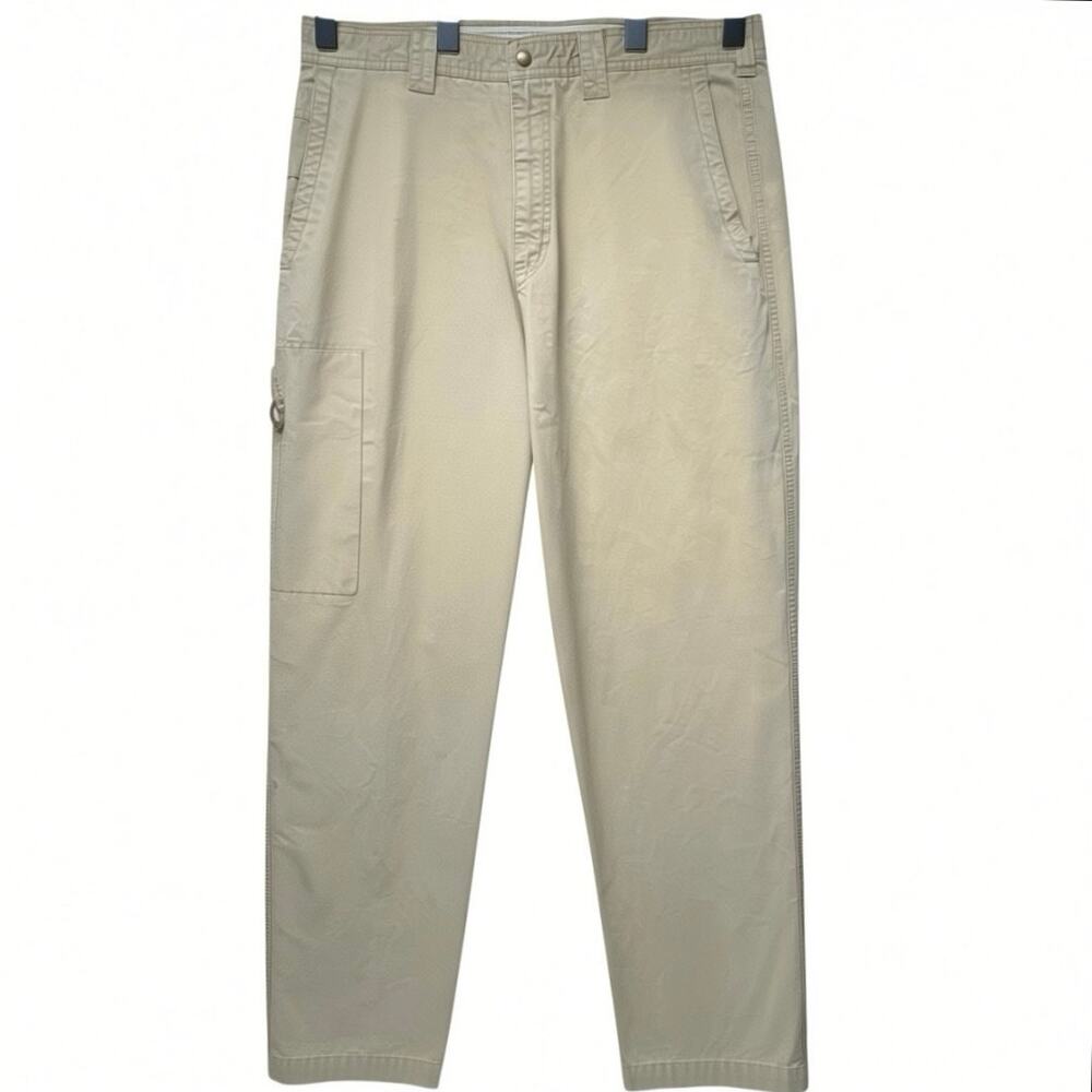 Columbia Mens Size 36x34 Khaki Outdoor Utility Pants Pockets Cargo 100% Cotton
